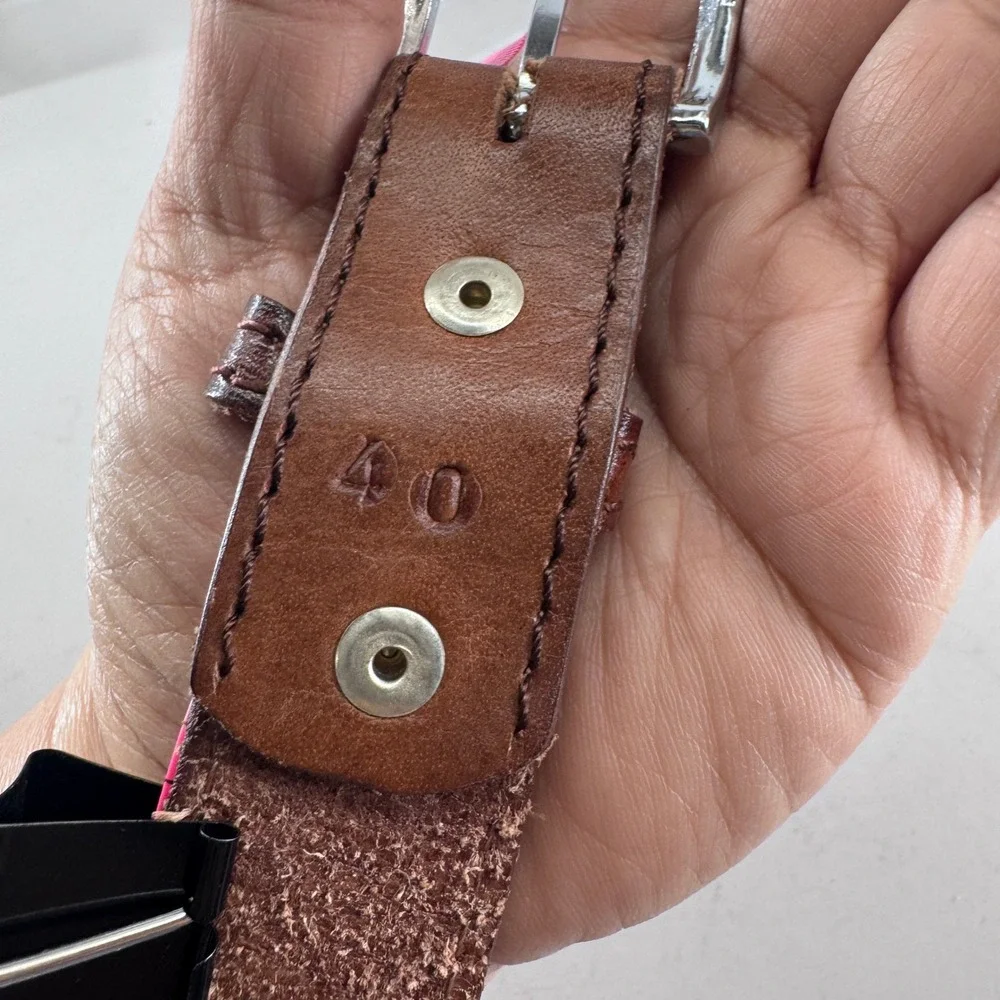 Chirra Mens Leather Belt Braided Embossed Western Brown Size 40 Made in Mexico